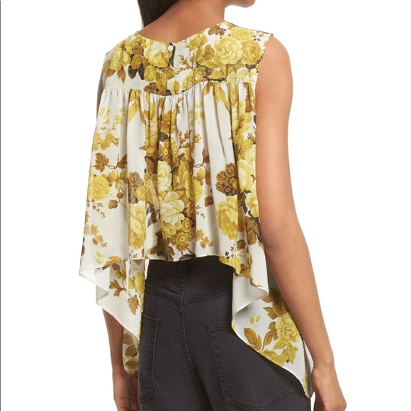 Robert Rodriguez Floral Print Drape Back Silk Top - Picture 3 of 7